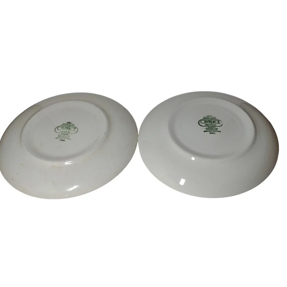 Vintage Royal China Dinner Plates Basketweave‎ Cavalier Ironstone Set of Two